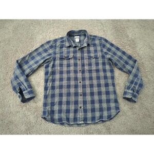 GAP Button Up Shirt Mens M Blue Plaid Flannel Long Sleeve Standard Fit